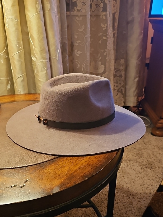 Source Unknown Other - Source Unknown Taupe Wide-Brim Wool Fedora with Brown Band